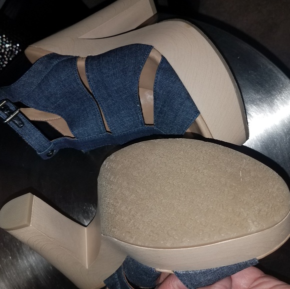 New Calvin Klein denim chunky heels - Picture 4 of 7